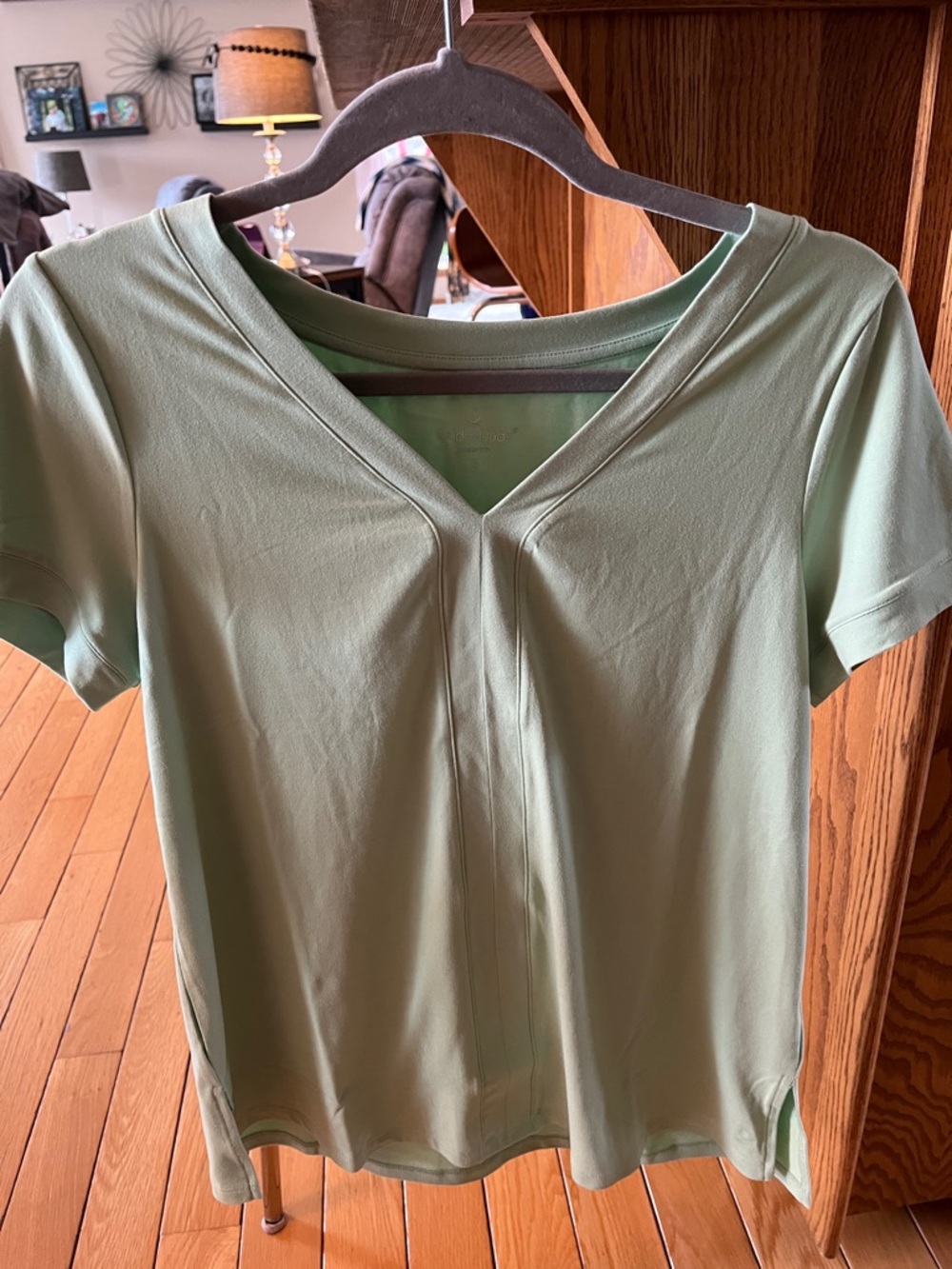 Cuddl Duds Sage Green V-Neck Shirt